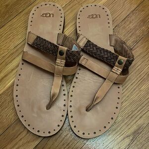 UGG Audra Women Sz 10 Tan/ Brown Braided Leather
Thong Flip Flops